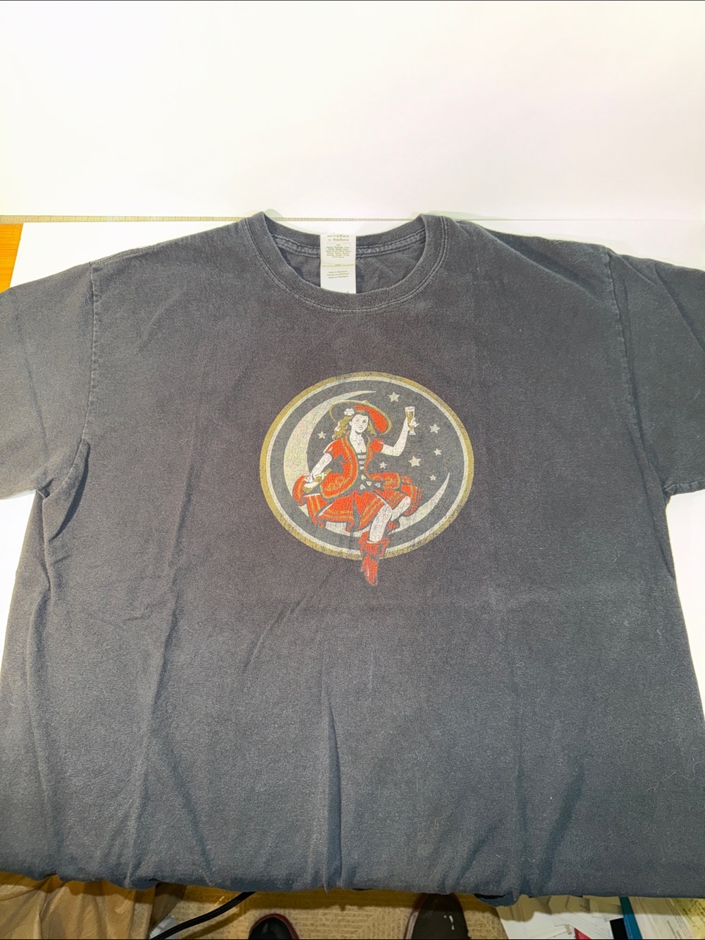 Miller High Life, dark Blue Tee with Red and Gold Moon Pinup Graphic